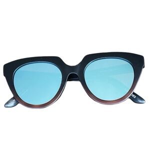 TOMS Black Tortoise Fade / Blue Lens Lourdes Traveler Cat Eye Sunglasses